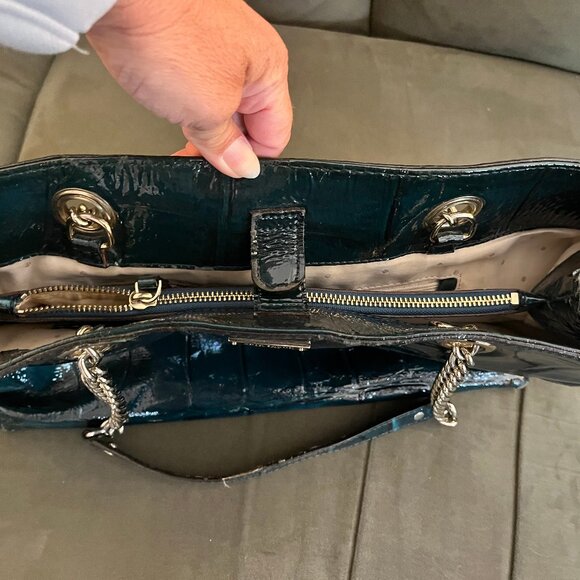 Kate Spade Knightsbridge Helena Croc Green Patent Leather Shoulder Bag - Picture 7 of 15